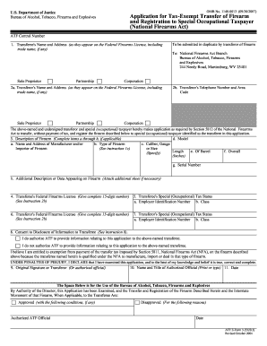 ATF Form 3 Tax-Exempt Firearm Transfer