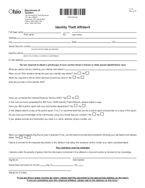 Ohio Identity Theft Affidavit