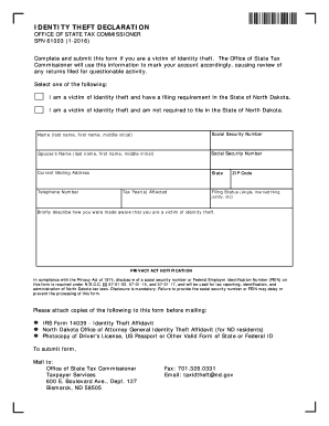 Identity Theft Declaration Form