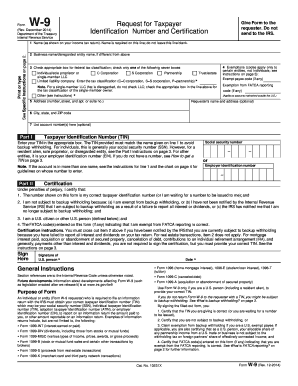 IRS Form W-9 Request for Taxpayer Identification Number and Certification