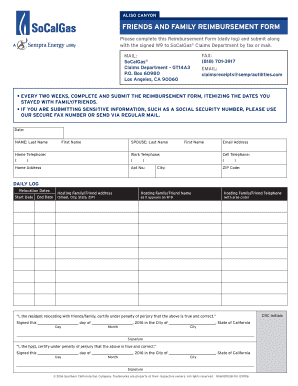 Aliso Canyon Friends and Family Reimbursement Form