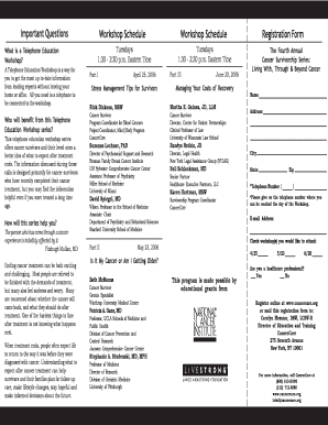Cancer Survivorship Telephone Education Workshop Registration Form