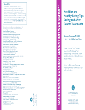 CancerCare Connect Education Workshop Registration Form