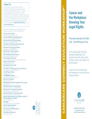 CancerCare Connect Education Workshop Registration Form