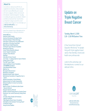 CancerCare Connect Education Workshop Registration Form