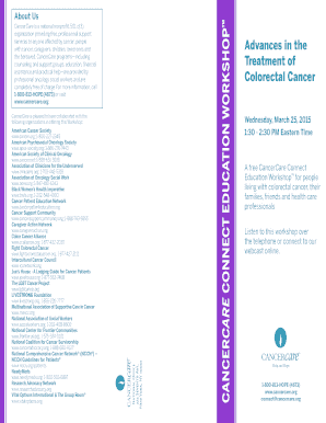 CancerCare Connect Education Workshop Registration Form