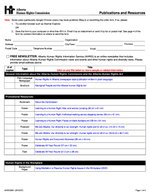 Alberta Human Rights Commission Order Form