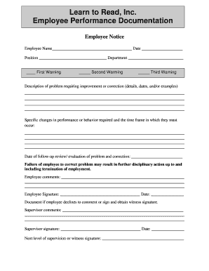 Employee Performance Warning Notice