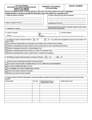 Michigan Property Tax Appeal Petition
