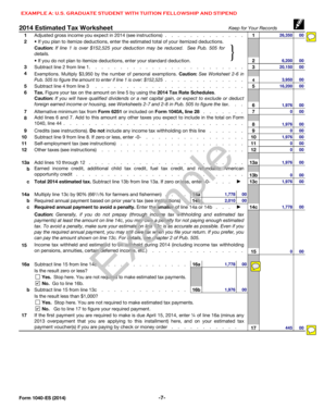 2014 Estimated Tax Worksheet