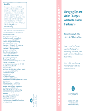 CancerCare Connect Education Workshop Registration Form