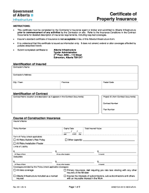 Certificate of Property Insurance