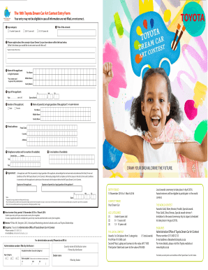 10th Toyota Dream Car Art Contest Entry Form