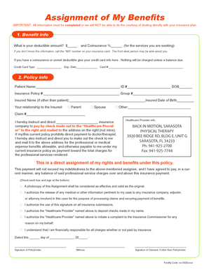 Healthcare Benefit Assignment Form