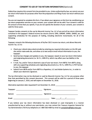 Consent to Use of Tax Return Information