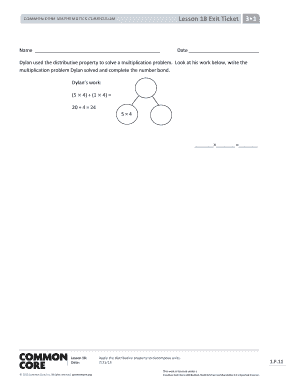 Common Core Mathematics Lesson Ticket