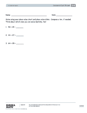 Lesson 6 Exit Ticket Math Worksheet