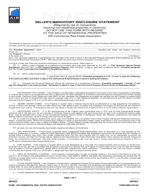 California Seller's Mandatory Disclosure Statement