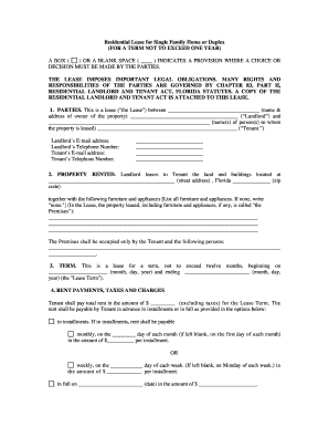 Florida Residential Lease Agreement