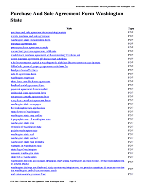 Washington State Purchase and Sale Agreement
