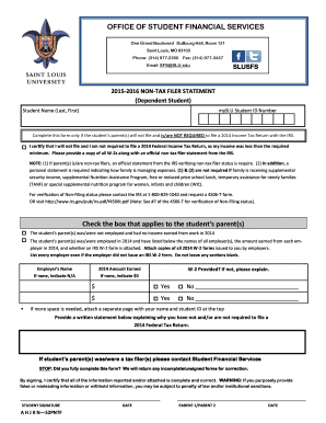 2015-2016 Non-Tax Filer Statement
