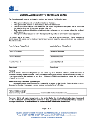 Mutual Agreement to Terminate Lease