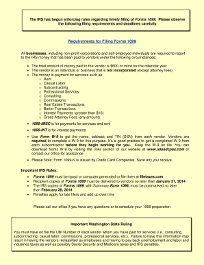 IRS Form 1099 Filing Requirements
