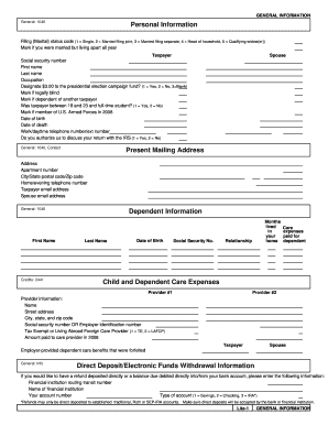 US Federal Individual Tax Return Form 1040