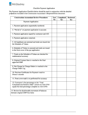 Construction Payment Application Checklist