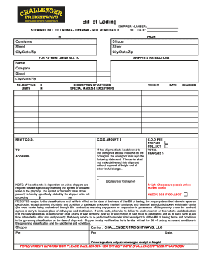 Straight Bill of Lading