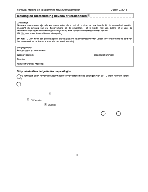 Formulier Melding en Toestemming Nevenwerkzaamheden TU Delft
