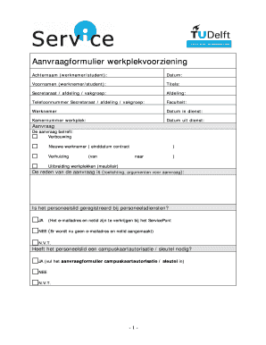 Aanvraagformulier werkplekvoorziening