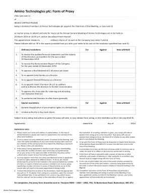 Amino Technologies Proxy Form