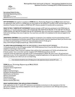 OPT STEM Extension Form