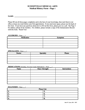 Medical History Form