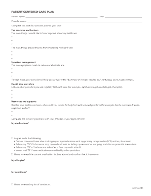 Patient Centered Care Plan