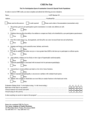 CME Pre Test for Sports Examination