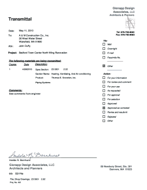 Construction Transmittal Form