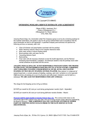 California Swimming Pool Service Agreement