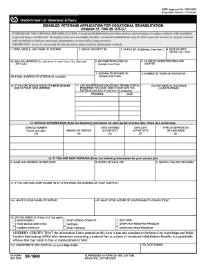 Disabled Veterans Application for Vocational Rehabilitation