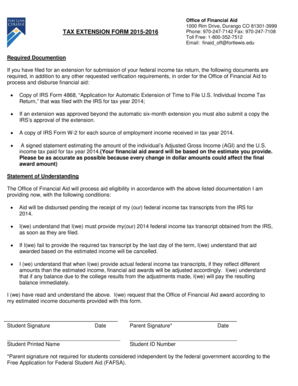 2015-2016 Tax Extension Form