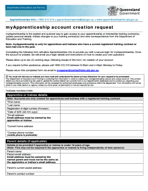 myApprenticeship Account Creation Request