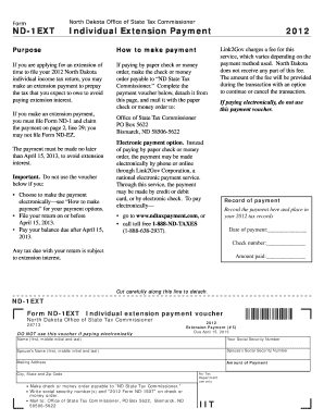 North Dakota Individual Extension Payment Voucher