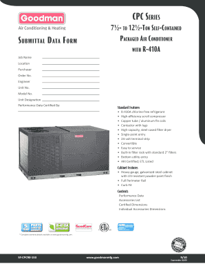 Submittal Data Form Packaged Air Conditioner