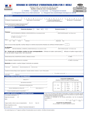 Demande de certificat d’immatriculation d’un véhicule