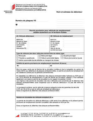 Permis provisoire pour véhicule de remplacement