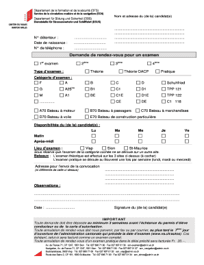 Demande de rendez-vous pour un examen
