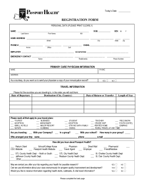 Travel Health Registration Form