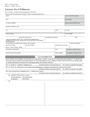 California Bureau of Real Estate Licensee File Request