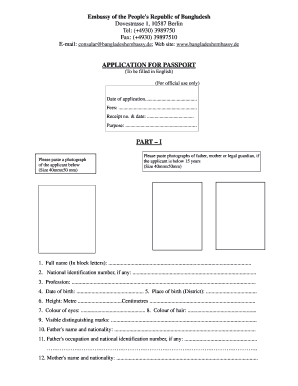 Bangladesh Passport Application Form